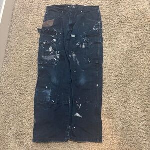 Wrangler Men's Blue Jeans with White Accents